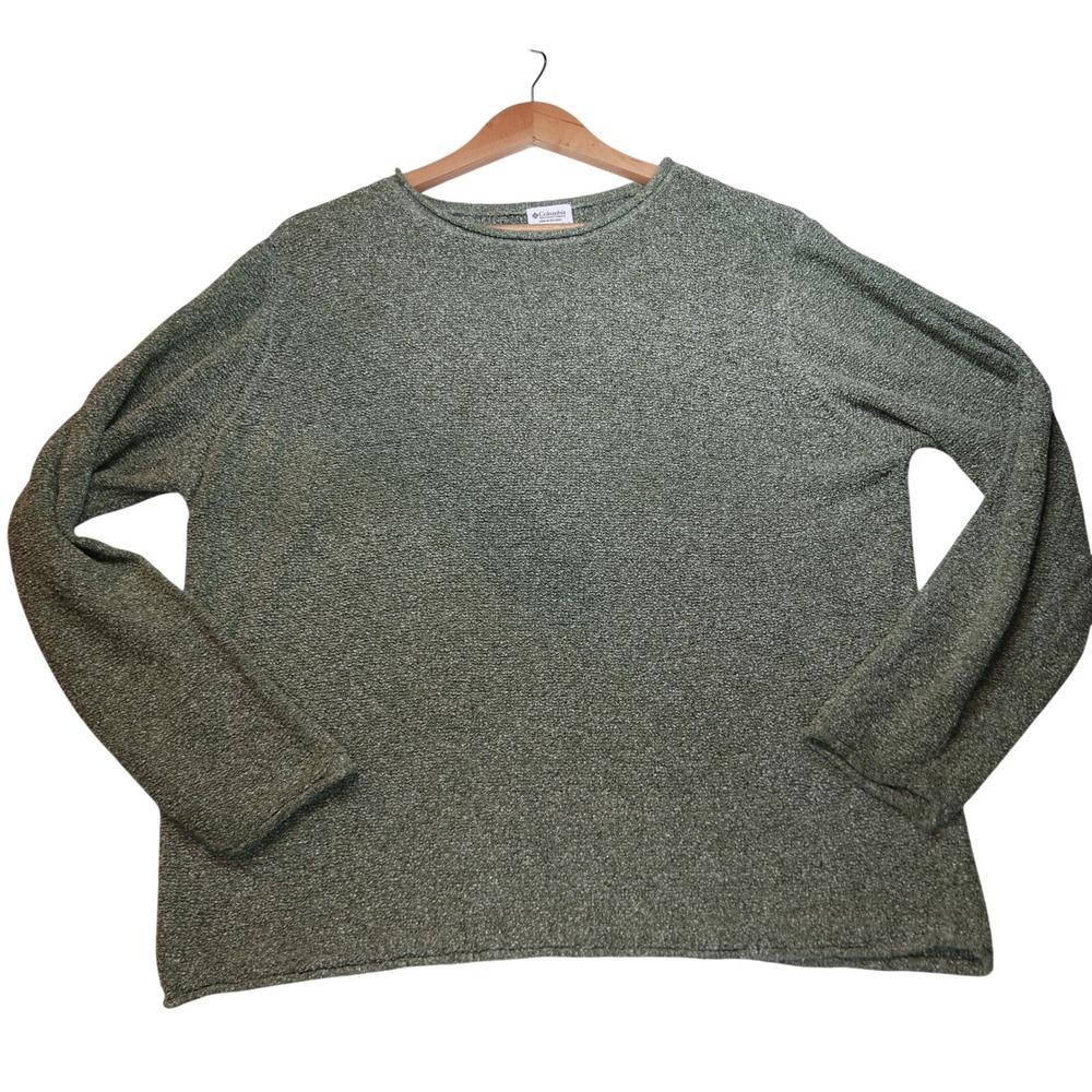 Vintage Women's Columbia Sportswear XL Olive Green Textured Knit Sweater